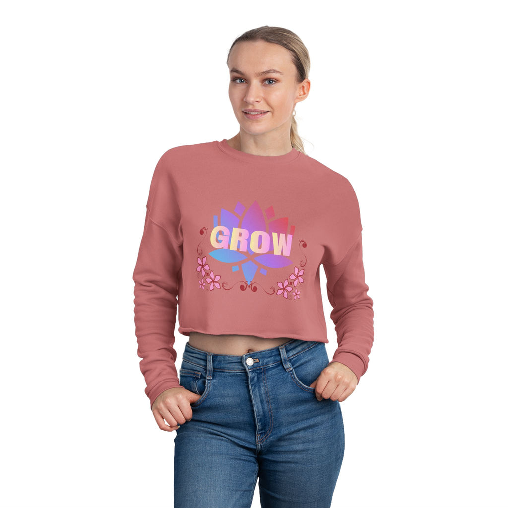 Grow Floral Cropped Sweatshirt — Women's Motivational Garden Tee