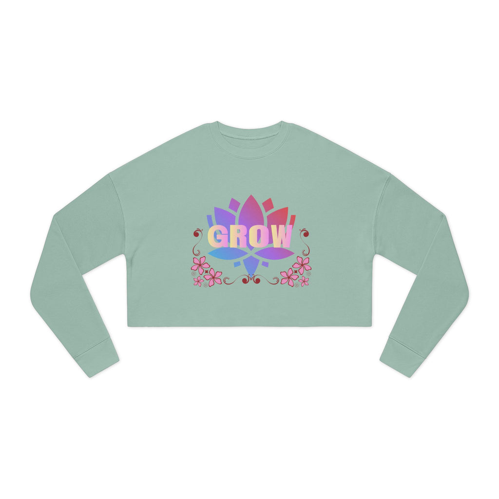 Grow Floral Cropped Sweatshirt — Women's Motivational Garden Tee
