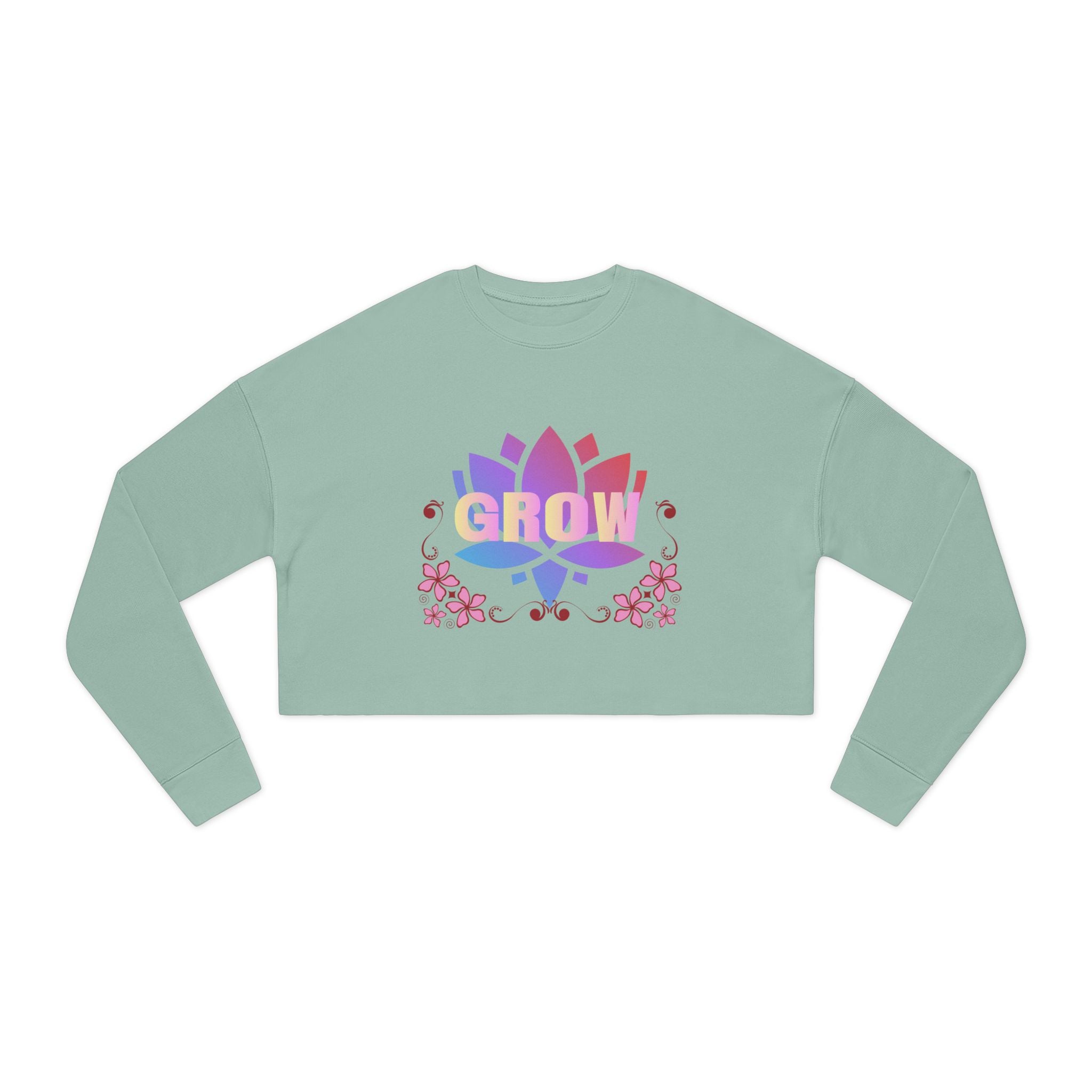 Grow Floral Cropped Sweatshirt — Women's Motivational Garden Tee