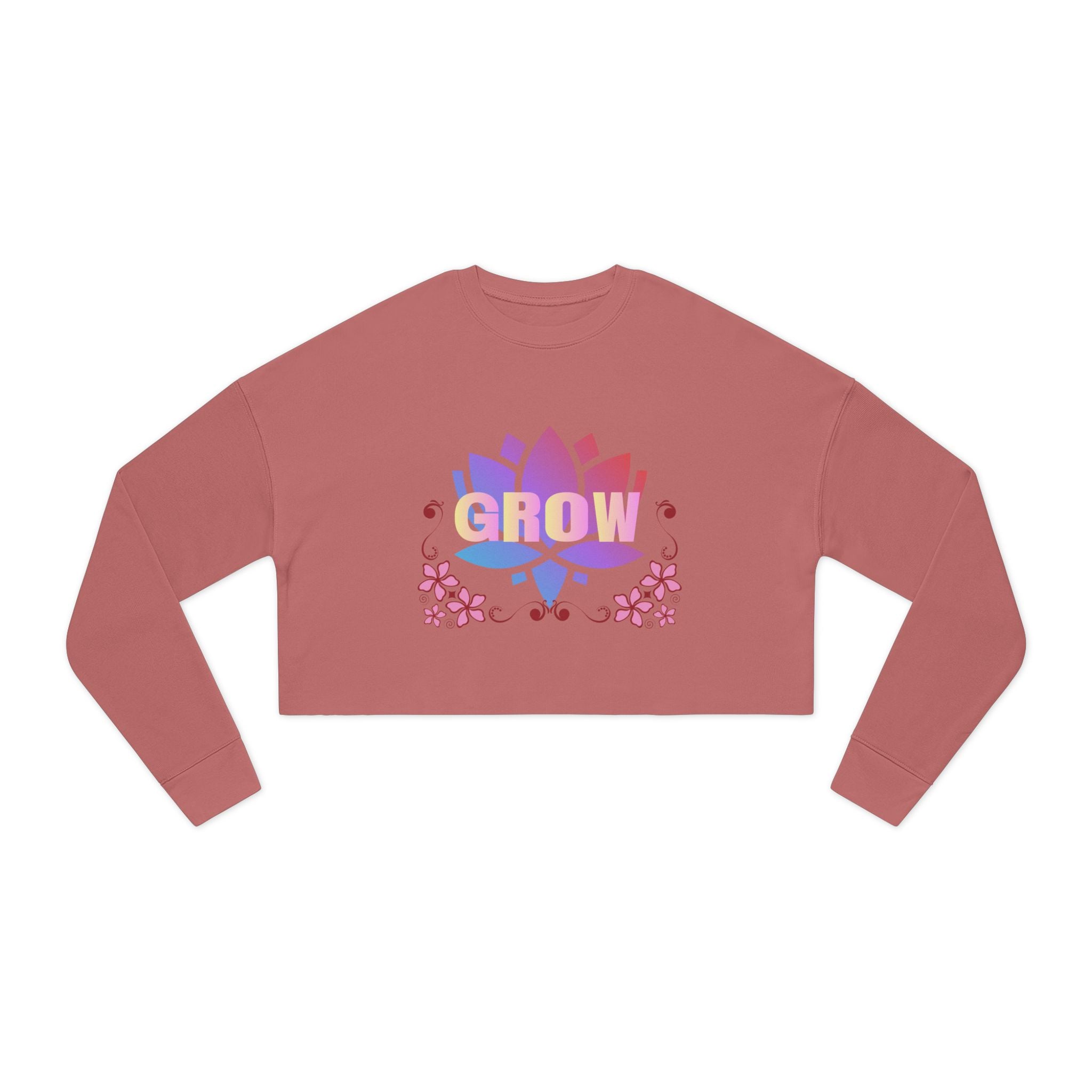 Grow Floral Cropped Sweatshirt — Women's Motivational Garden Tee