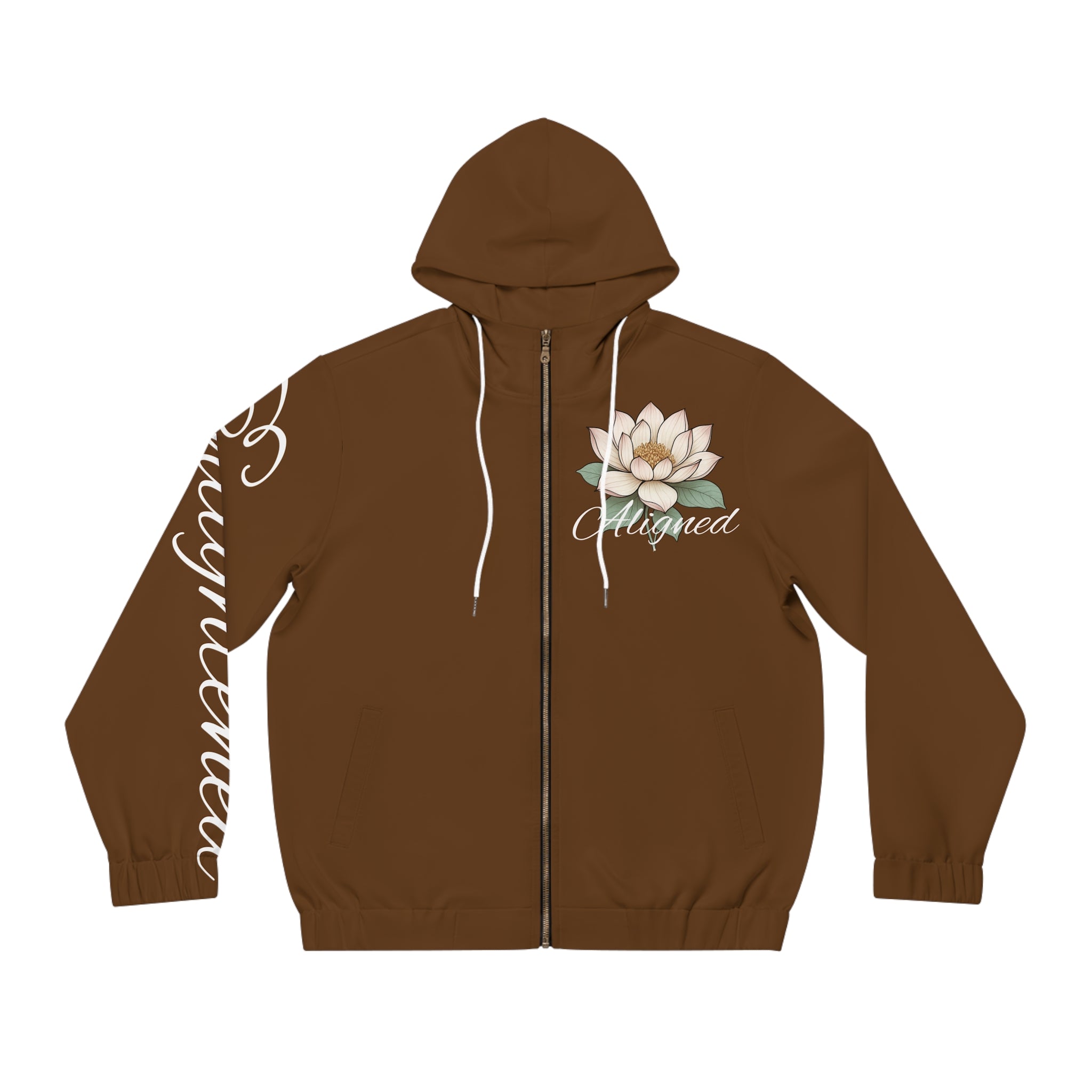 Enlightened 11:11 Brown Lotus Zip-Up Hoodie
