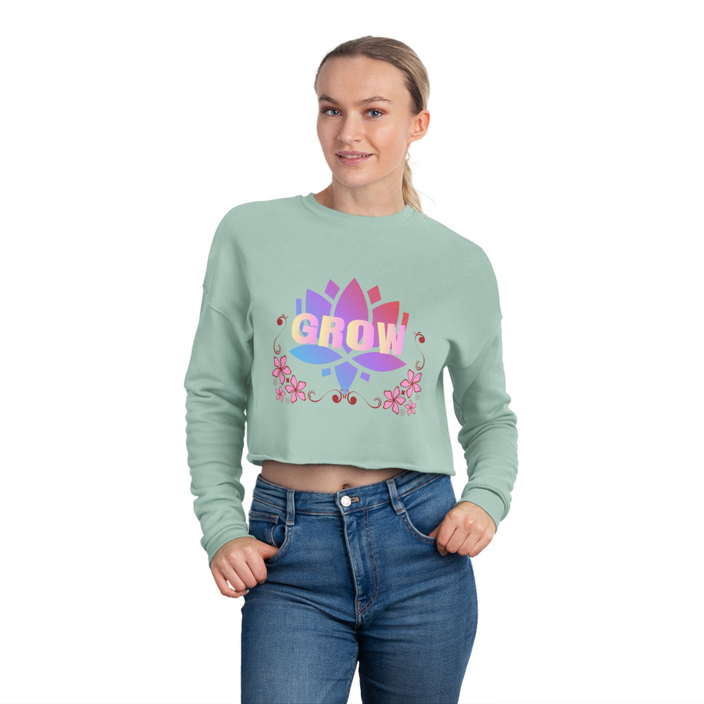 Grow Floral Cropped Sweatshirt — Women's Motivational Garden Tee